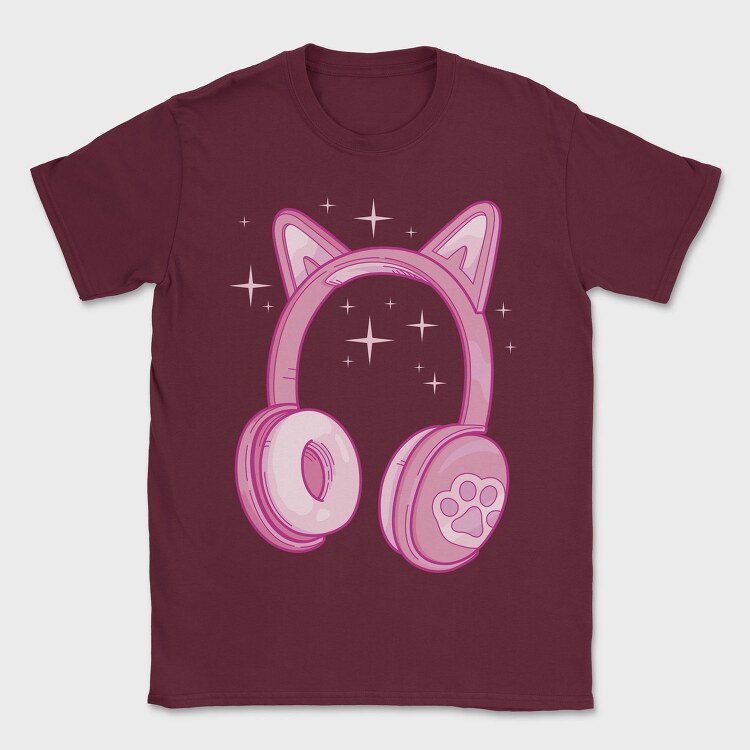 Kawaii Pink Headphones, Tricou Barbati (Unisex)