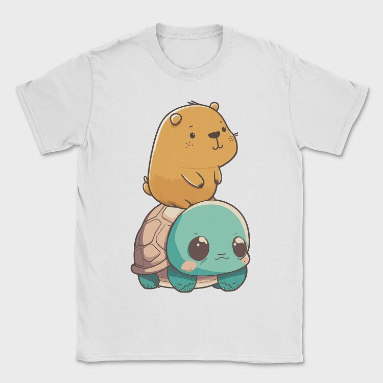 Kawaii Capybara and Turtle, Tricou Barbati (Unisex)