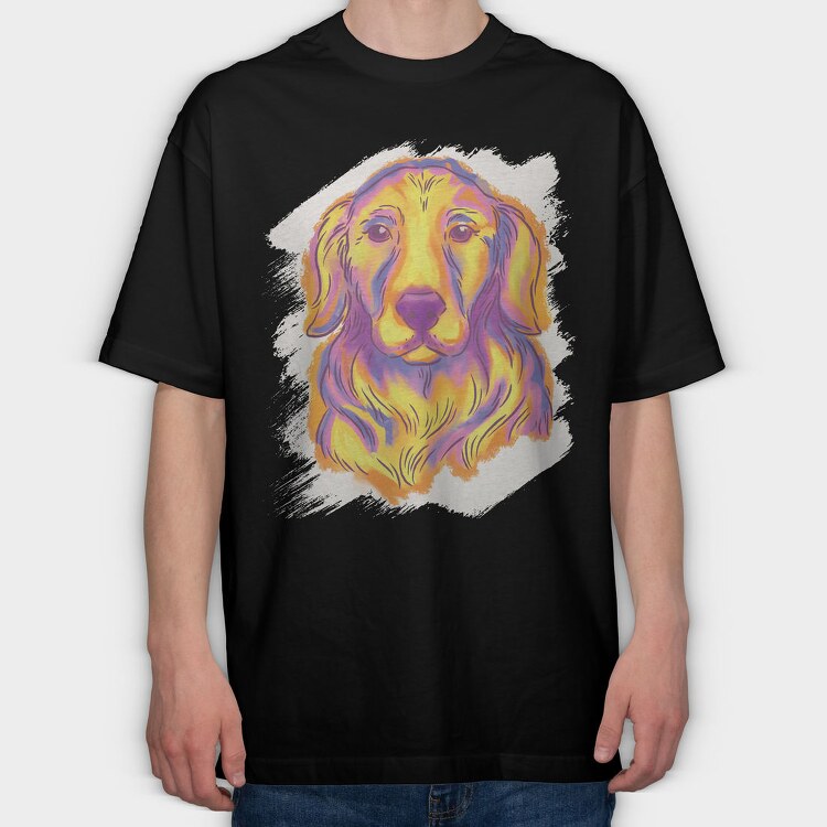 Golden Retriever Watercolor, Tricou Oversize Barbati (Unisex)