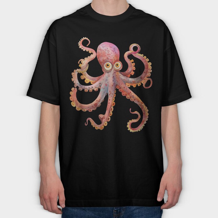 Watercolor Octopus Tail, Tricou Oversize Barbati (Unisex)