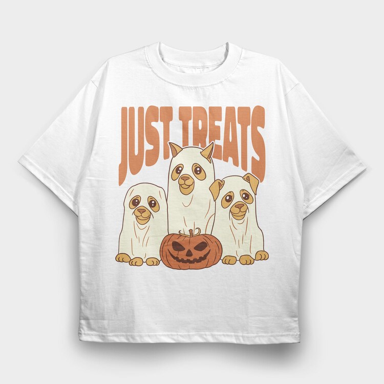 Just Treats Dogs, Tricou Oversize Barbati (Unisex)