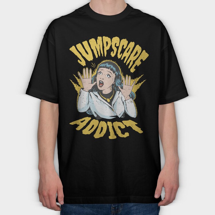 Jumpscare Addict, Tricou Oversize Barbati (Unisex)