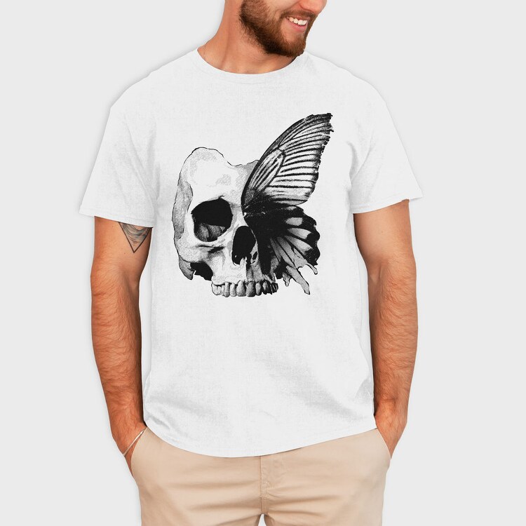 Skull And Butterfly Hand Drawn Tote, Tricou Barbati (Unisex)