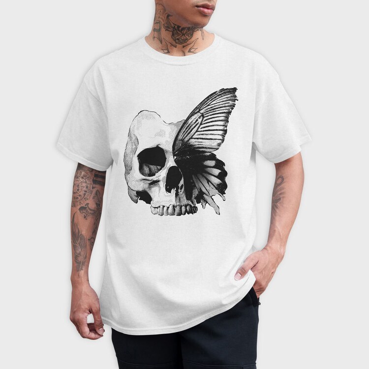 Skull And Butterfly Hand Drawn Tote, Tricou Barbati (Unisex)