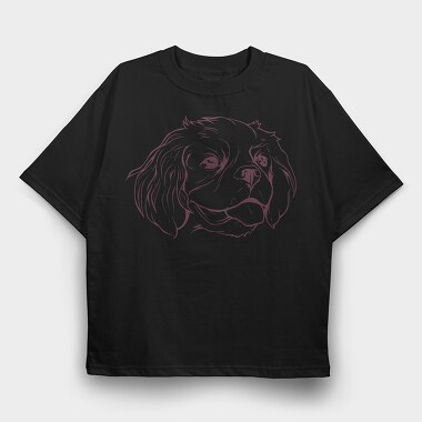 Line Stroke Cavalier Dog, Tricou Oversize Barbati (Unisex)