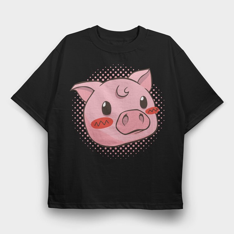 Cute Pig Piggy, Tricou Oversize Barbati (Unisex)