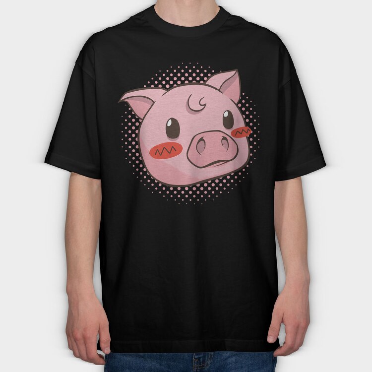 Cute Pig Piggy, Tricou Oversize Barbati (Unisex)