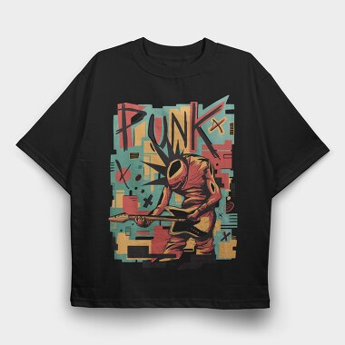 Punk Musician Abstract Music, Tricou Oversize Barbati (Unisex)