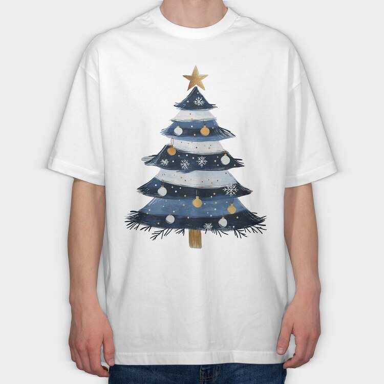 Watercolor Navy Tree, Tricou Oversize Barbati (Unisex)