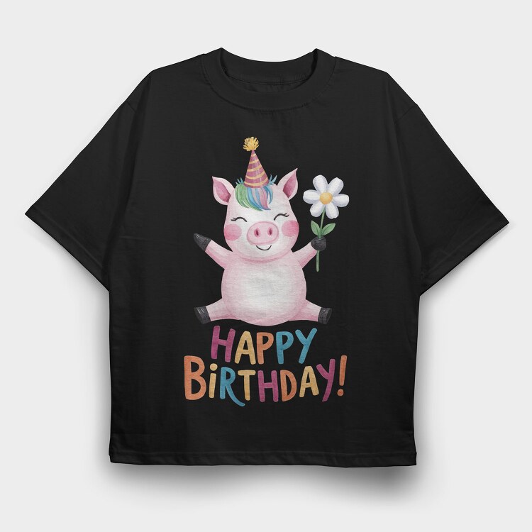 Watercolor Pig Party, Tricou Oversize Barbati (Unisex)