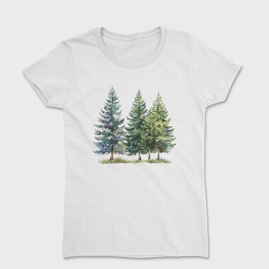 Watercolor Pine Trees, Tricou Femei