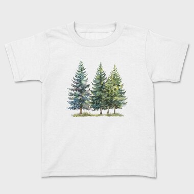 Watercolor Pine Trees, Tricou Copii