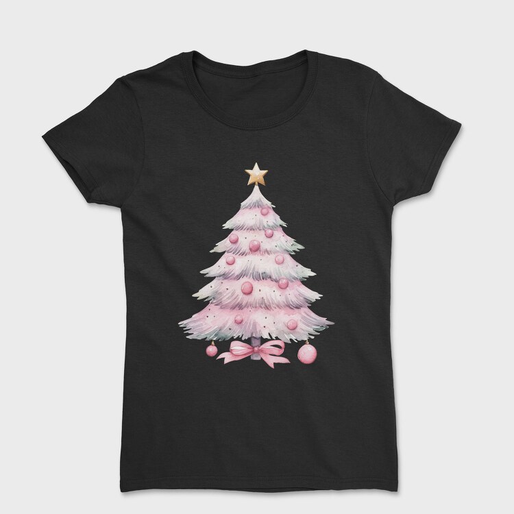 Watercolor Pink Tree, Tricou Femei