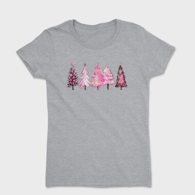 Watercolor Pink Trees, Tricou Femei