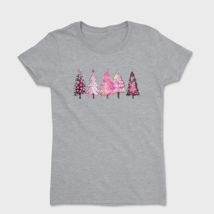Watercolor Pink Trees, Tricou Femei