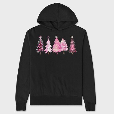 Watercolor Pink Trees, Hanorac Oversize Barbati (Unisex)