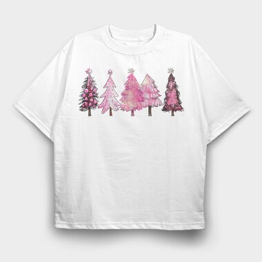 Watercolor Pink Trees, Tricou Oversize Barbati (Unisex)