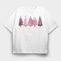 Watercolor Pink Trees, Tricou Oversize Barbati (Unisex)