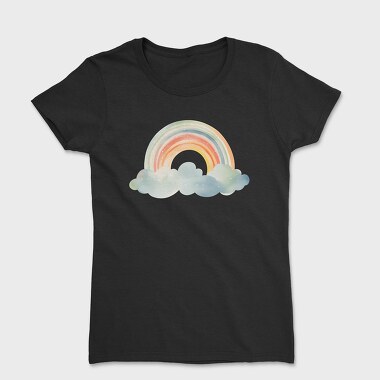 Watercolor Rainbow Clouds, Tricou Femei