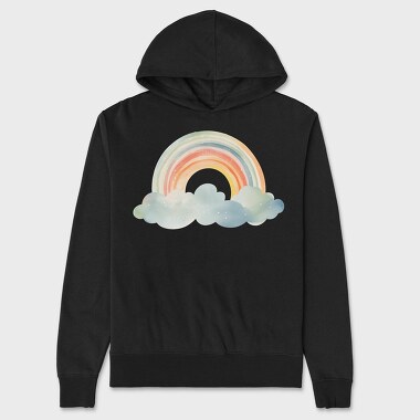 Watercolor Rainbow Clouds, Hanorac Oversize Barbati (Unisex)