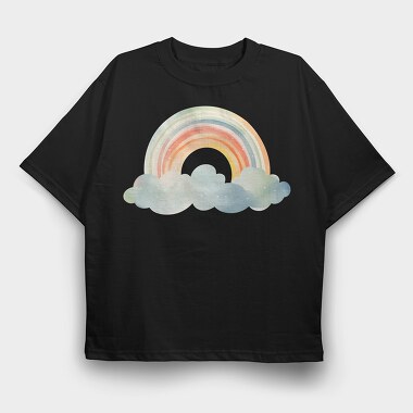 Watercolor Rainbow Clouds, Tricou Oversize Barbati (Unisex)