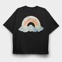 Watercolor Rainbow Clouds, Tricou Oversize Barbati (Unisex)