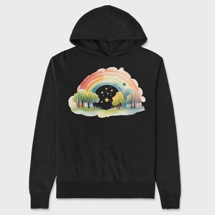 Watercolor Rainbow Fantasy, Hanorac Oversize Barbati (Unisex)