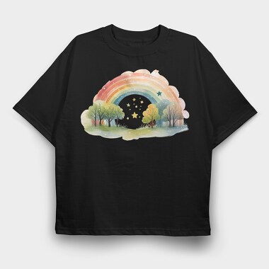 Watercolor Rainbow Fantasy, Tricou Oversize Barbati (Unisex)