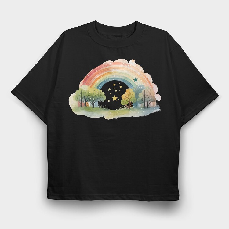 Watercolor Rainbow Fantasy, Tricou Oversize Barbati (Unisex)