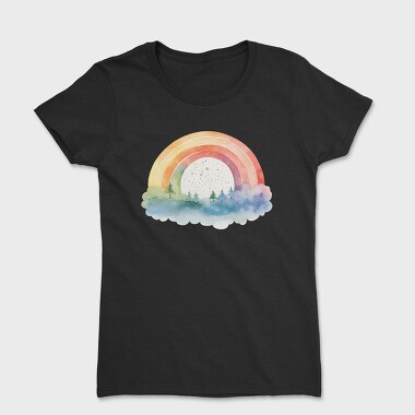 Watercolor Rainbow Moon, Tricou Femei
