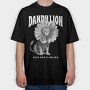 Lion Animal With Sunflower Head Flower, Tricou Oversize Barbati (Unisex)