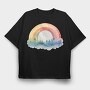 Watercolor Rainbow Moon, Tricou Oversize Barbati (Unisex)