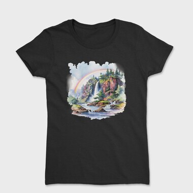 Watercolor Rainbow Mountain, Tricou Femei