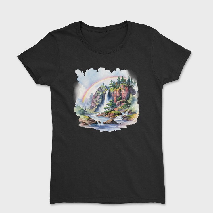 Watercolor Rainbow Mountain, Tricou Femei