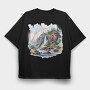 Watercolor Rainbow Mountain, Tricou Oversize Barbati (Unisex)