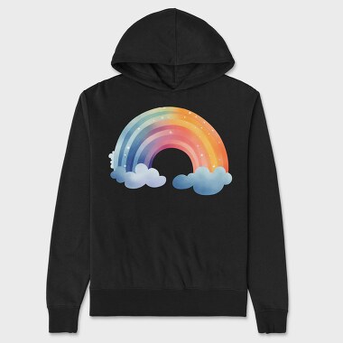 Watercolor Rainbow Sky, Hanorac Oversize Barbati (Unisex)