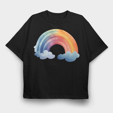 Watercolor Rainbow Sky, Tricou Oversize Barbati (Unisex)