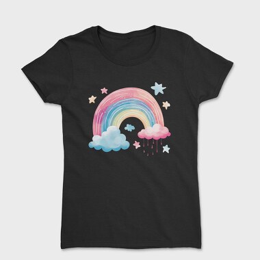 Watercolor Rainbow Stars, Tricou Femei