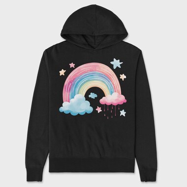 Watercolor Rainbow Stars, Hanorac Oversize Barbati (Unisex)