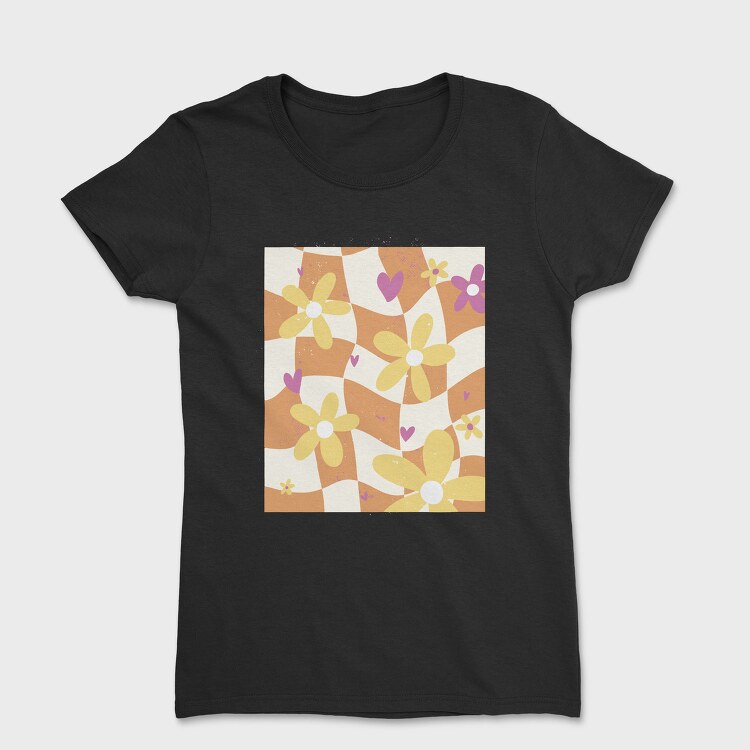 Danish Pastel Floral Checkered, Tricou Femei