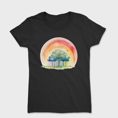 Watercolor Rainbow Tree, Tricou Femei