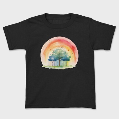 Watercolor Rainbow Tree, Tricou Copii