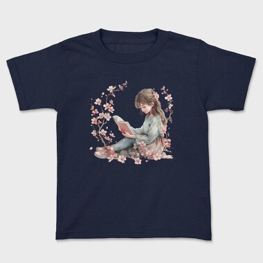 Watercolor Reading Girl, Tricou Copii