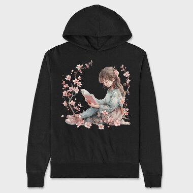 Watercolor Reading Girl, Hanorac Oversize Barbati (Unisex)