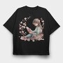 Watercolor Reading Girl, Tricou Oversize Barbati (Unisex)