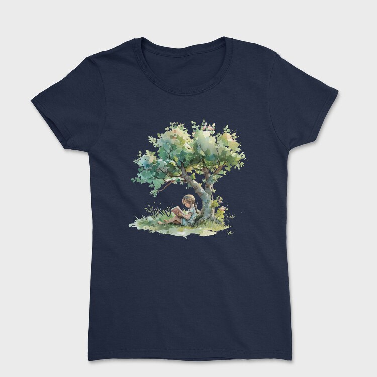 Watercolor Reading Tree, Tricou Femei