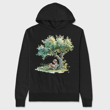 Watercolor Reading Tree, Hanorac Oversize Barbati (Unisex)