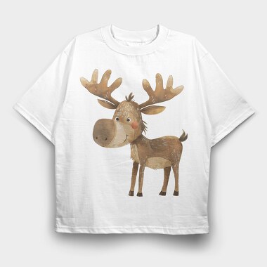 Watercolor Reindeer Boho, Tricou Oversize Barbati (Unisex)