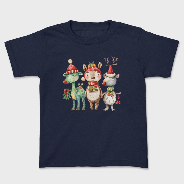 Watercolor Reindeer Merry, Tricou Copii