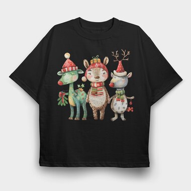 Watercolor Reindeer Merry, Tricou Oversize Barbati (Unisex)